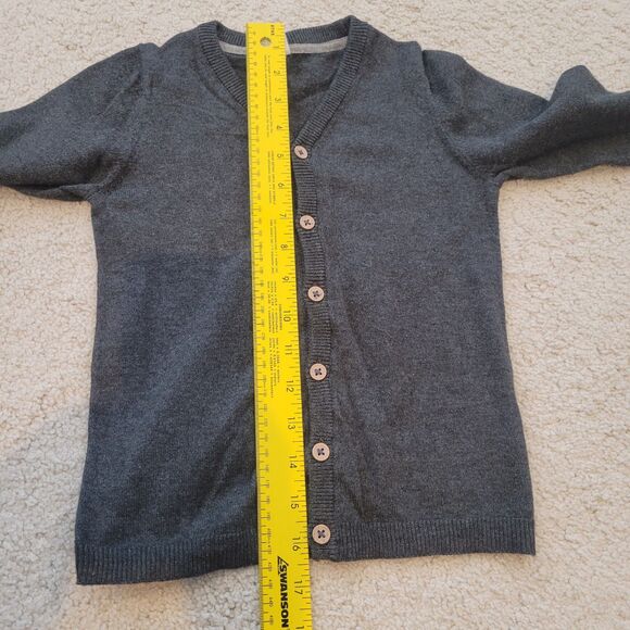 H&M HM Long Sleeve Button V-neck Cardigan Grey Size 4T Kid Toddler 100% Cotton - Picture 4 of 6